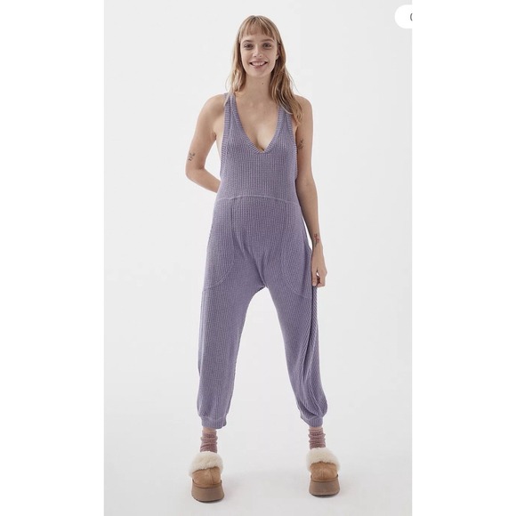Out From Under Pants - Urban Outfitters Out From Under Lavender Waffle Knit Women's Jumpsuit Size M